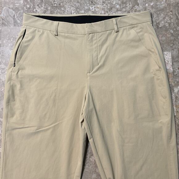 No Bull Pants Mens 34x32 (Fits 36x32) Tan Khaki Golf Pants Tech Woven Stretch - Picture 1 of 13